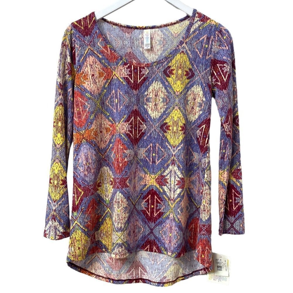 LULAROE Lynnae Top Size XS Tunic Tee Womens Boho Long Sleeve